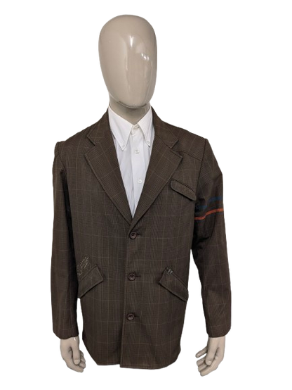 Casual Billabong colbert. Bruin geruit met kleur accenten linker mouw. Maat L.