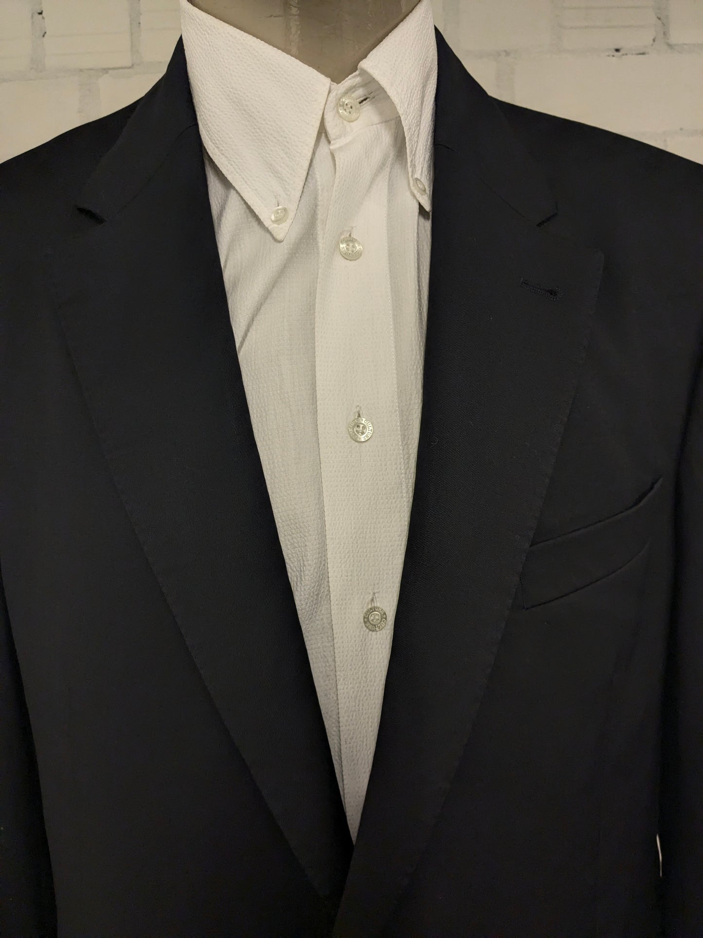 Vintage Burberry Wollen colbert. Super 100's. Zwart gekleurd. Maat 56 / XL.