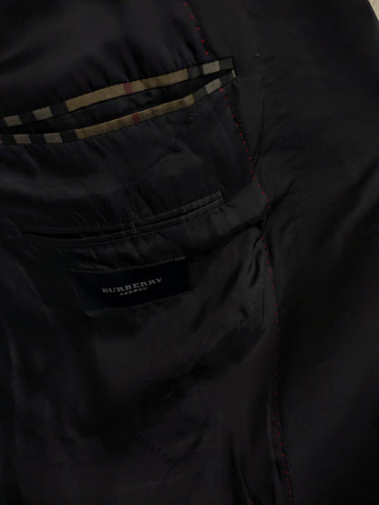 Vintage Burberry Wollen colbert. Super 100's. Zwart gekleurd. Maat 56 / XL.