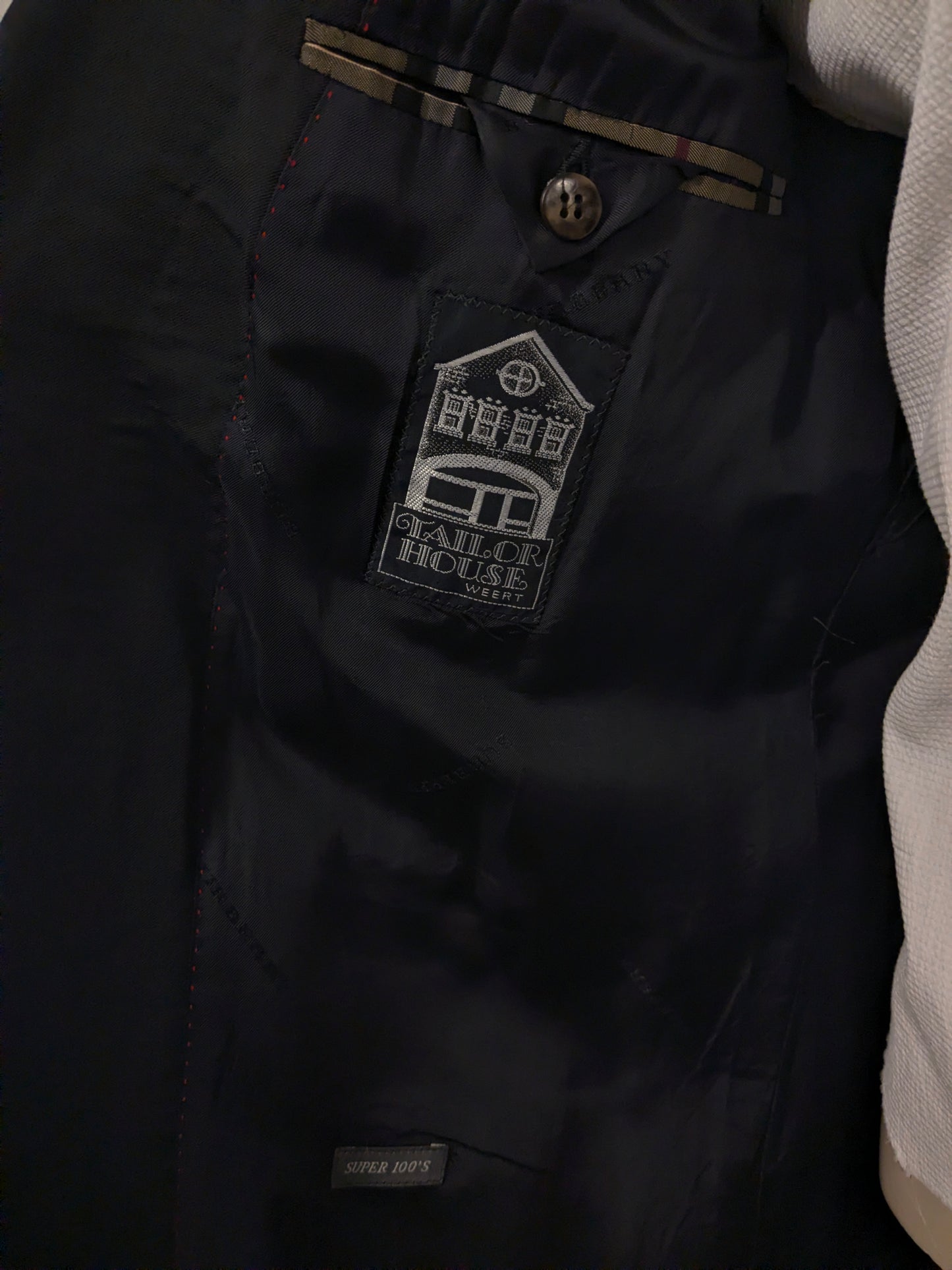 Vintage Burberry Wollen colbert. Super 100's. Zwart gekleurd. Maat 56 / XL.