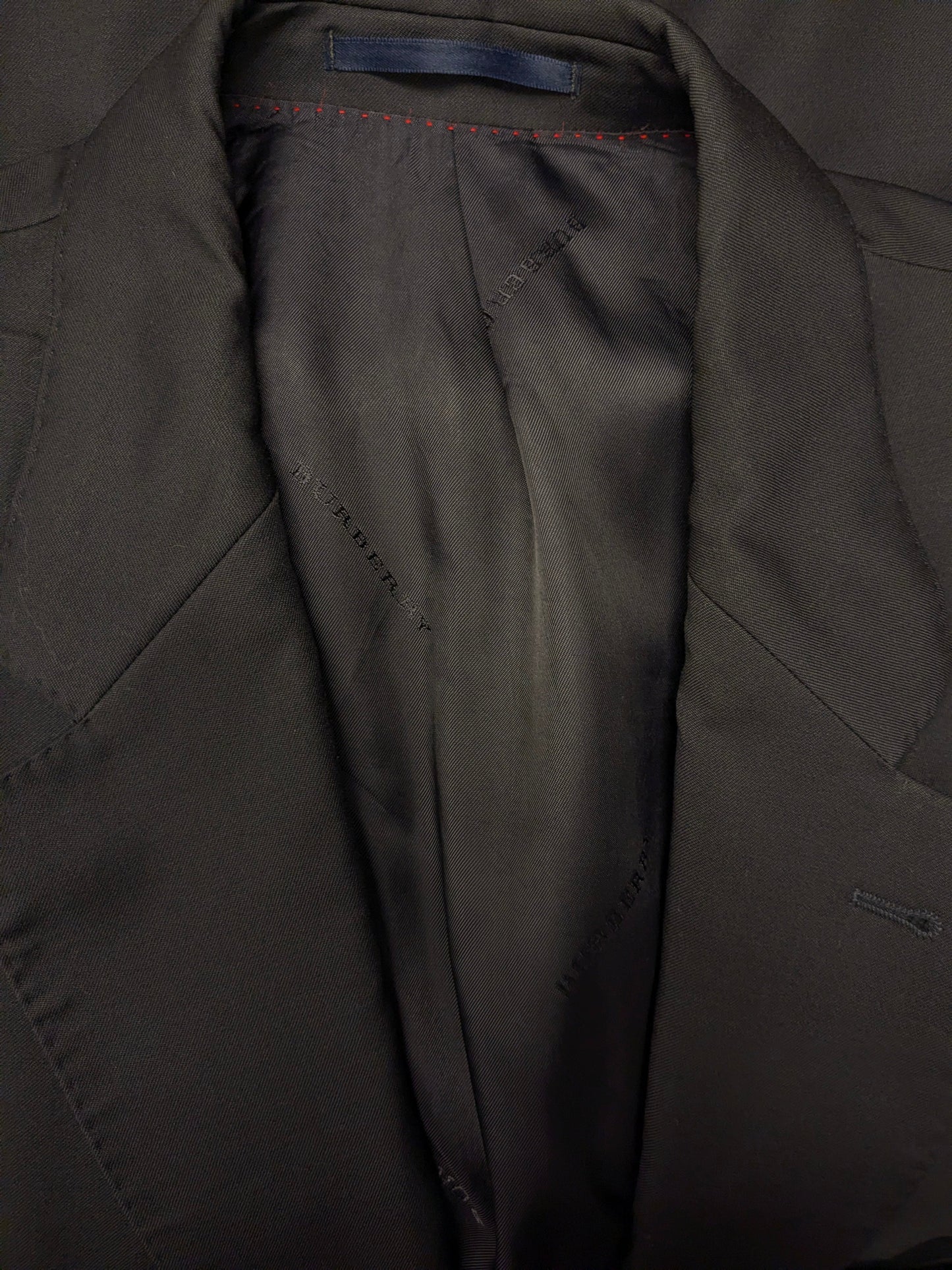 Vintage Burberry Wollen colbert. Super 100's. Zwart gekleurd. Maat 56 / XL.