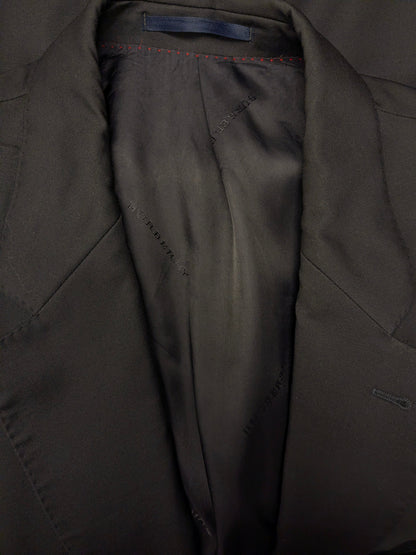 Vintage Burberry Wollen colbert. Super 100's. Zwart gekleurd. Maat 56 / XL.