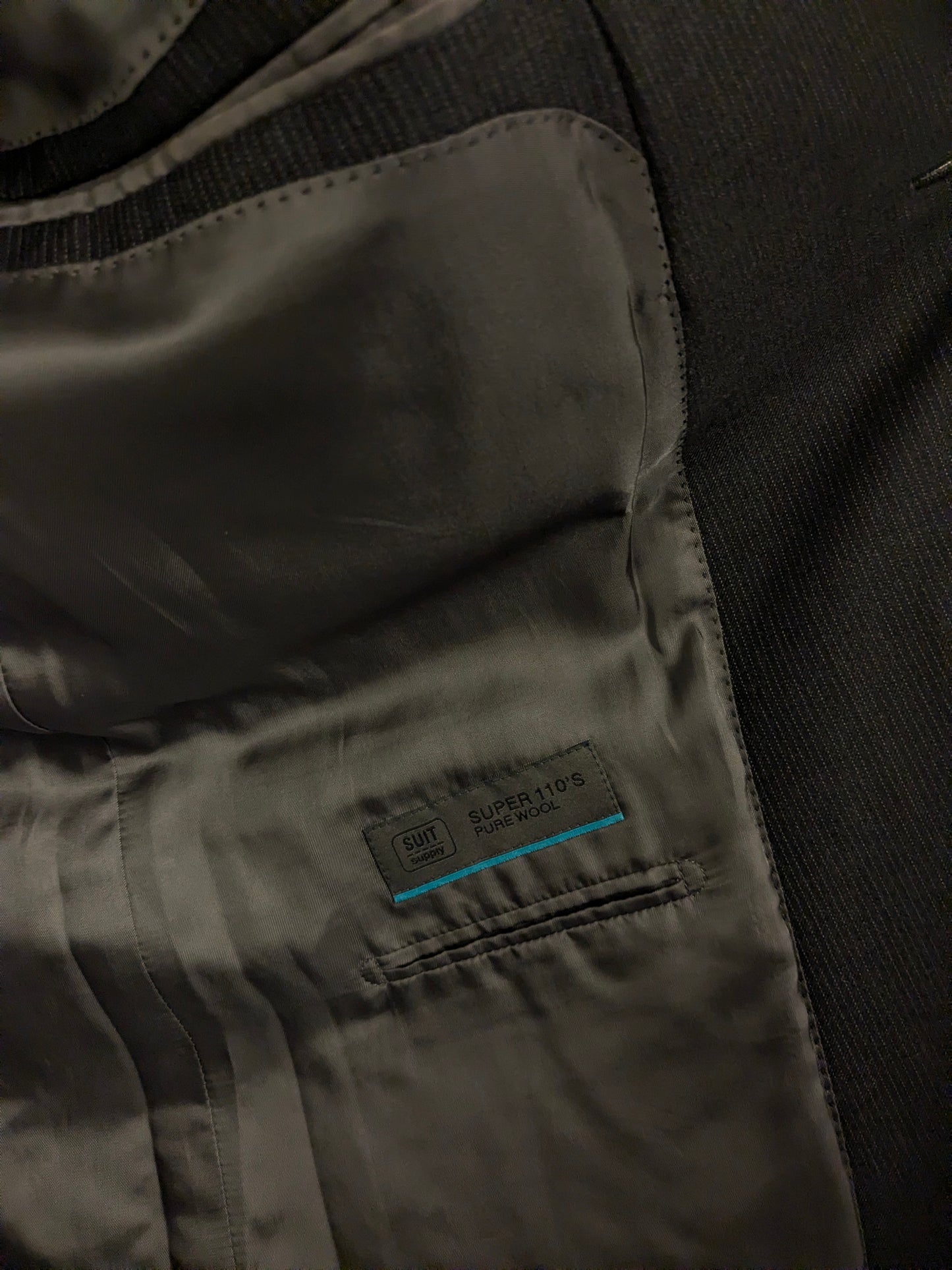 Suit Supply Wollen colbert. Grijs gestreept. Super 110's. Maat 28 (56 / XL).