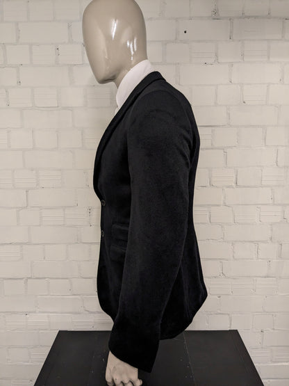 Hans Ubbink Velvet/ Fluweel look colbert. Zwart gekleurd. Maat 50 / M.
