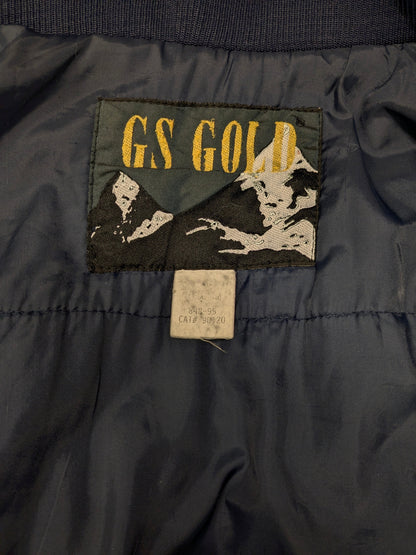 Vintage mittellanger Sport-Wintermantel. Blau, Grau, Lila gefärbt. Größe L.