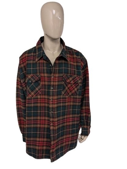Harbor Bay gevoerd Flanellen overhemd. Rood Groen Bruin geruit. Maat 6XL.