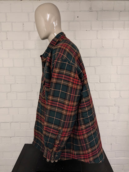 Harbor Bay gevoerd Flanellen overhemd. Rood Groen Bruin geruit. Maat 6XL.