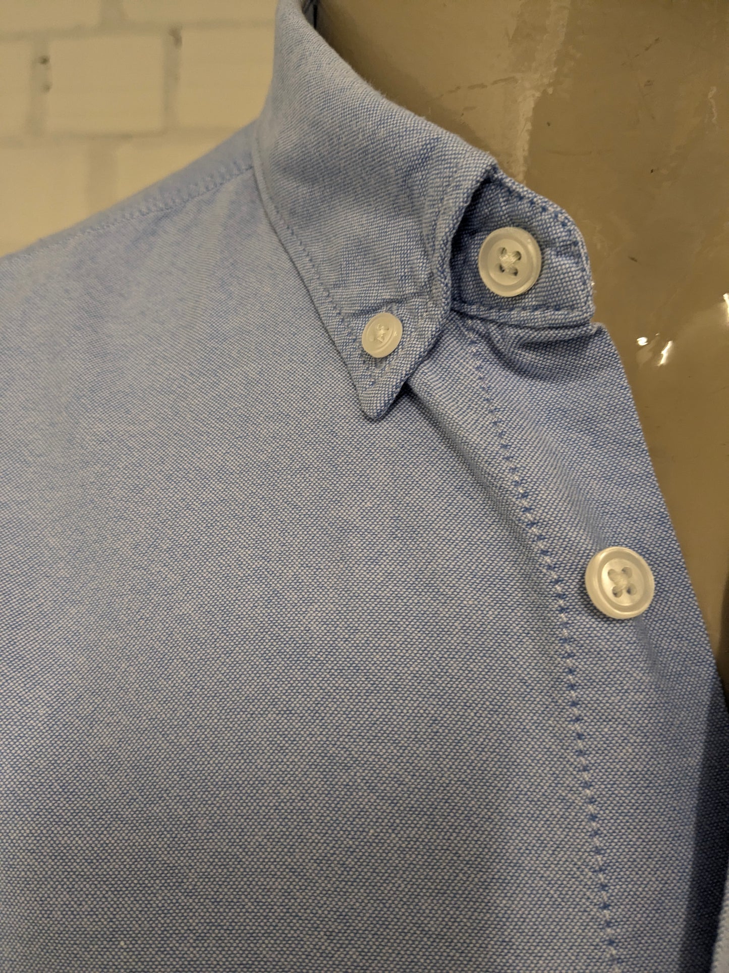 Blue Ridge overhemd. Licht Blauw gemêleerd. Maat XL.