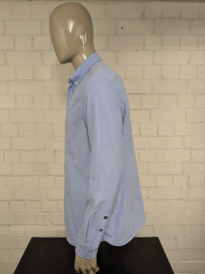 Blue Ridge overhemd. Licht Blauw gemêleerd. Maat XL.