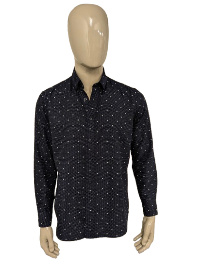 Red Jack overhemd. Donker Blauw Witte anker print. Maat L.