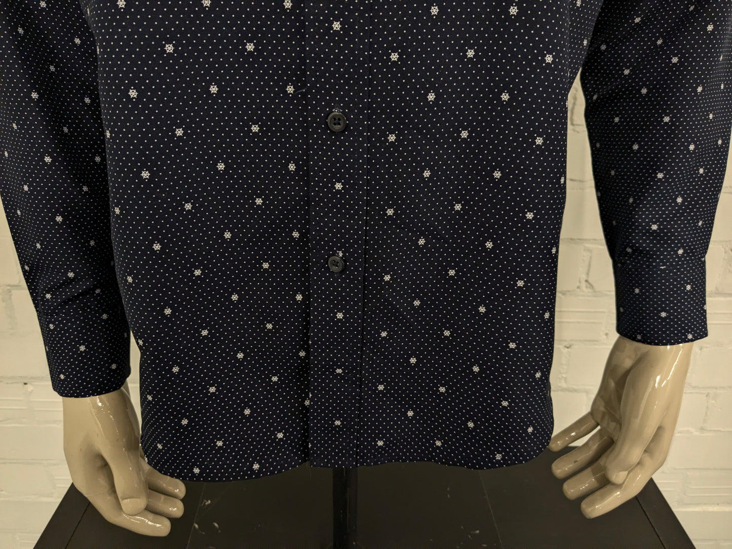 Red Jack overhemd. Donker Blauw Witte anker print. Maat L.