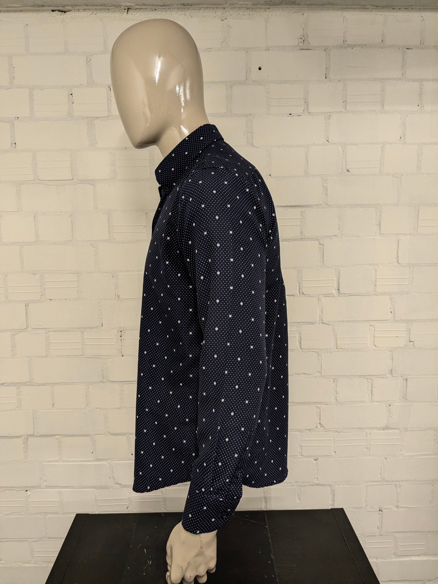 Red Jack overhemd. Donker Blauw Witte anker print. Maat L.