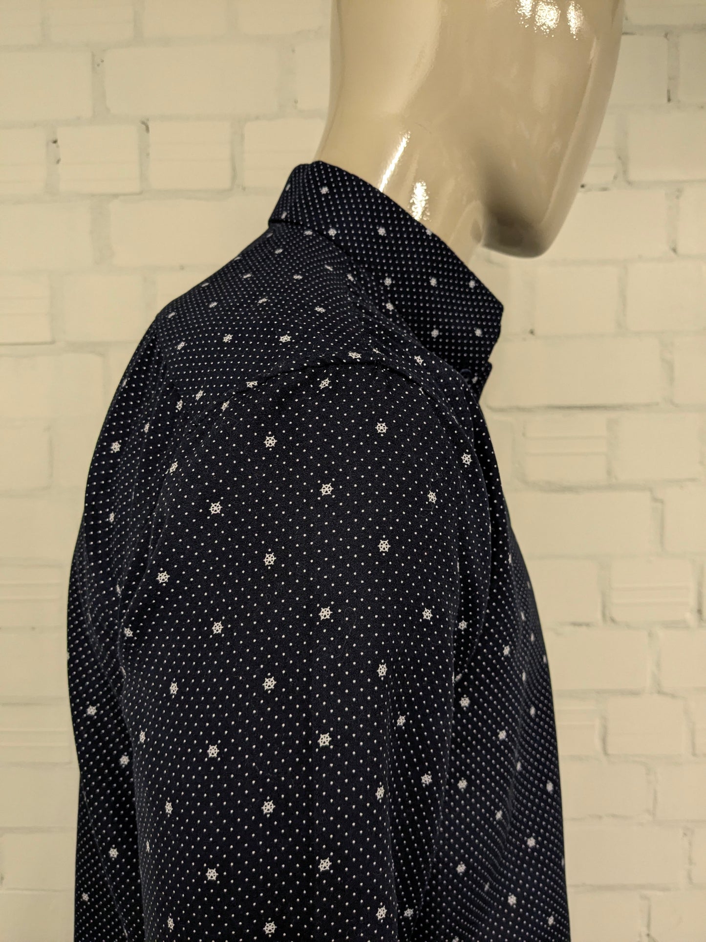 Red Jack overhemd. Donker Blauw Witte anker print. Maat L.