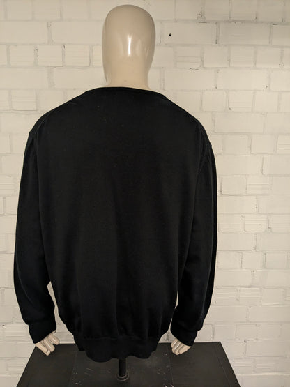 Gant Katoenen casual trui met V-Hals. Zwart gekleurd. Maat 2XL / XXL.