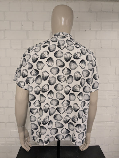 Goodfellow & Co overhemd korte mouw. Zwart Beige schelpen print. Maat XL.
