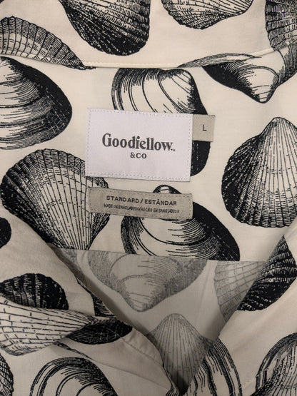 Goodfellow & Co overhemd korte mouw. Zwart Beige schelpen print. Maat XL.