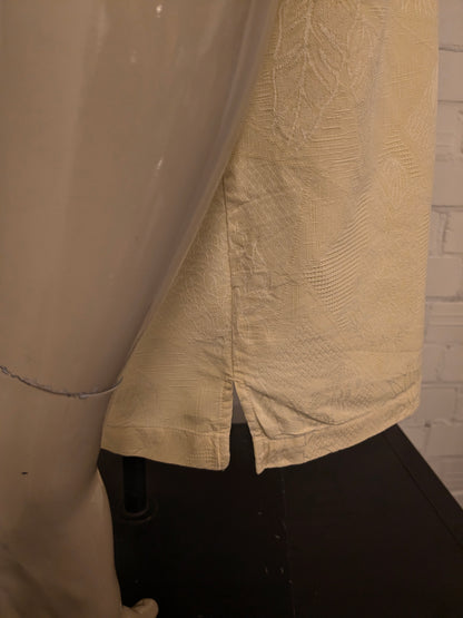 Jamaica Jaxx Zijden Hawaii overhemd korte mouw. Geel Blad / Bloemen motief. Maat 2XL / XXL.