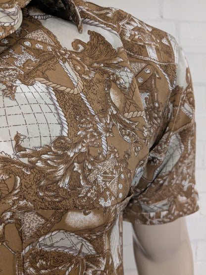 Vintage Westpoint overhemd korte mouw. Bruin Beige gekleurd. Maat L.