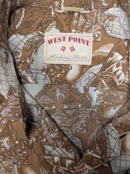 Vintage Westpoint overhemd korte mouw. Bruin Beige gekleurd. Maat L.
