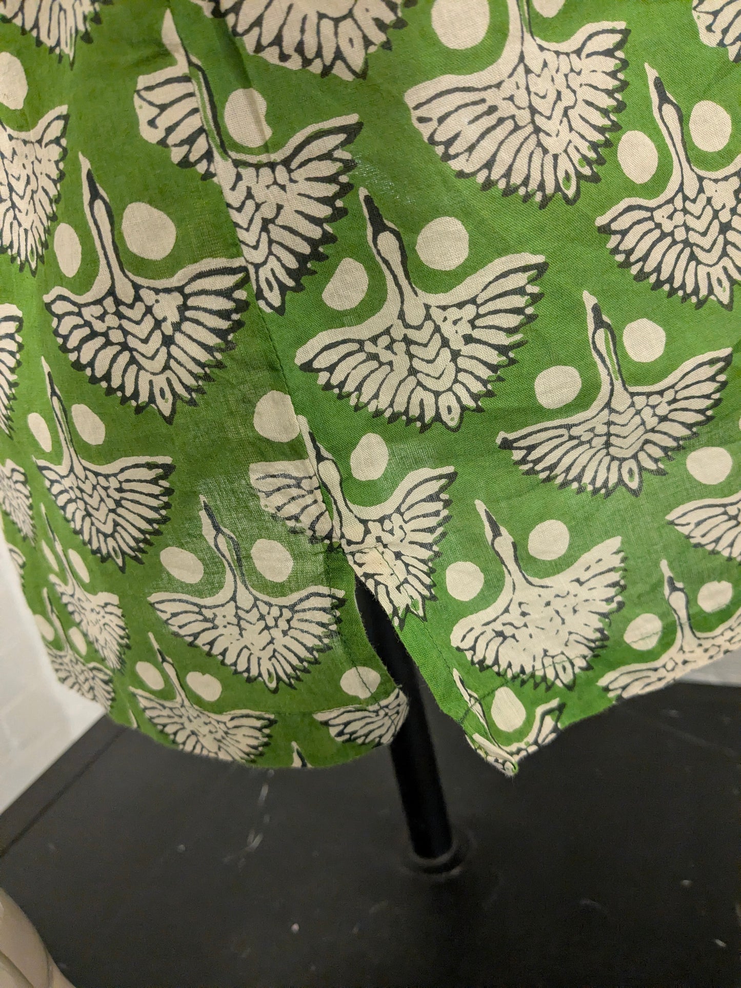 Vintage Gente Libre overhemd korte mouw. Groen zwart Beige print. Maat XL.