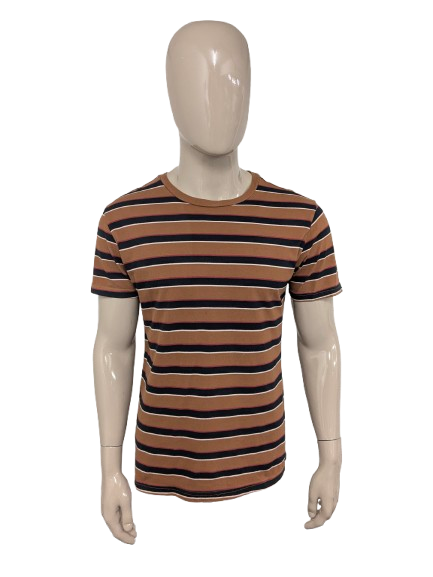 Forever21 shirt. Bruin Zwart Rood gestreept. Maat M.