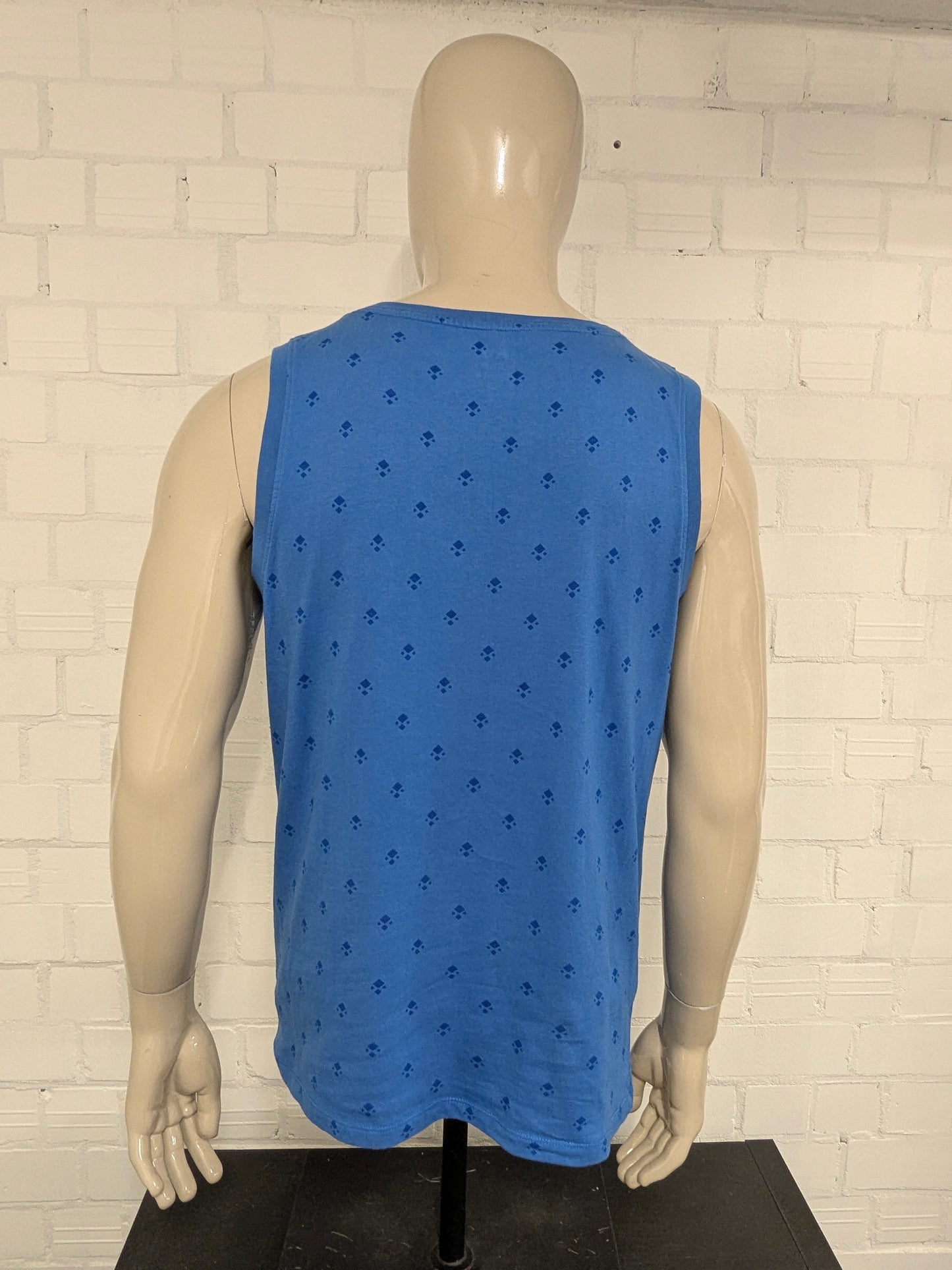 Human Nature singlet. Blauw met opdruk. Maat M.