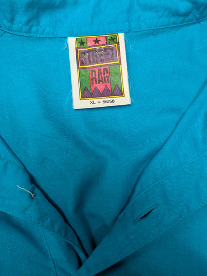 Vintage Street Rag Polo mit elastischem Band. Blau mit Aufdruck. Größe XL.