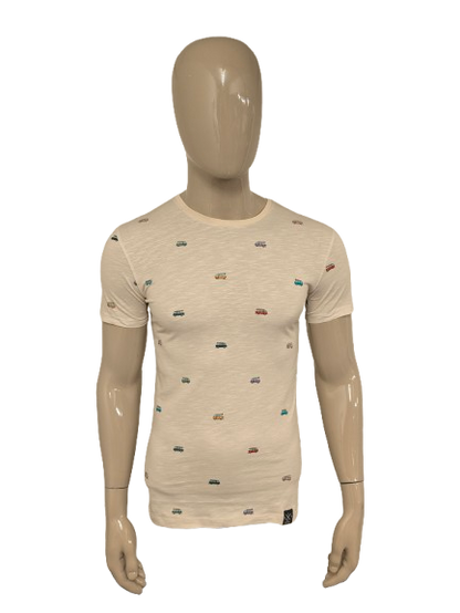 Kultivate shirt. Beige gemêleerd met auto print. Maat XS.