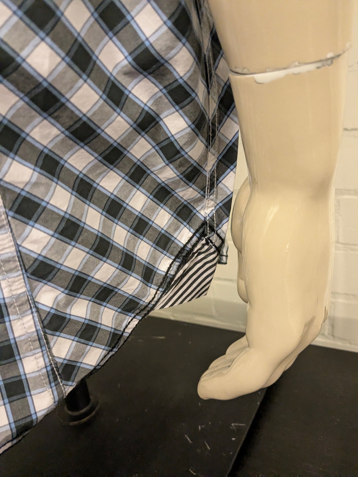 Fellows United overhemd korte mouw. Grijs Zwart Blauwe print. Maat 3XL / XXXL.