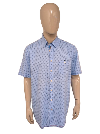 Casa Moda overhemd korte mouw. Blauw gestippeld. Maat 2XL / XXL.