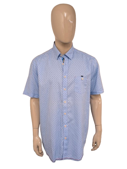 Casa Moda overhemd korte mouw. Blauw gestippeld. Maat 2XL / XXL.