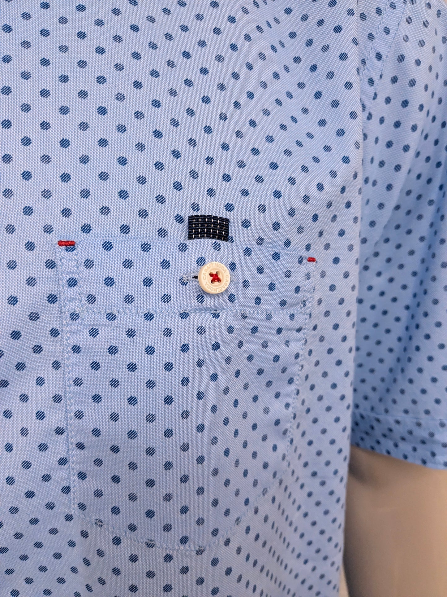 Casa Moda overhemd korte mouw. Blauw gestippeld. Maat 2XL / XXL.