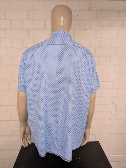 Casa Moda overhemd korte mouw. Blauw gestippeld. Maat 2XL / XXL.