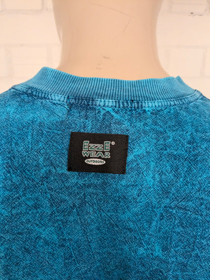 Vintage Ezze Wear polo met touwtjes en elastische band. Blauw Zwart gemêleerd. Maat 3XL / XXXL.