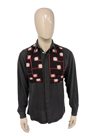 Vintage HIM-Shirt. Schwarz-roter Glockendruck. Größe L.