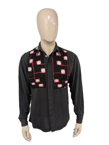 Vintage HIM-Shirt. Schwarz-roter Glockendruck. Größe L.