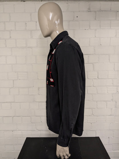 Vintage HIM-Shirt. Schwarz-roter Glockendruck. Größe L.