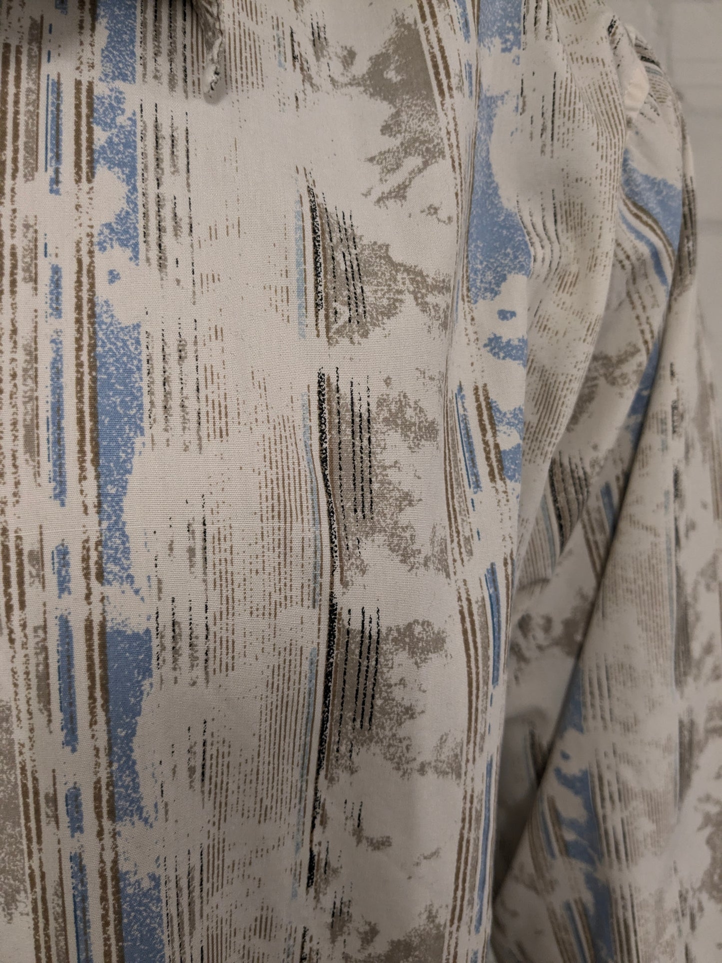 Vintage It's Noize overhemd. Beige Blauw Bruine print. Maat 2XL / XXL.