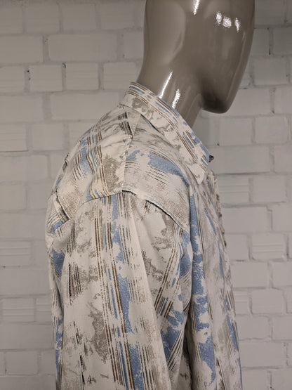 Vintage It's Noize overhemd. Beige Blauw Bruine print. Maat 2XL / XXL.