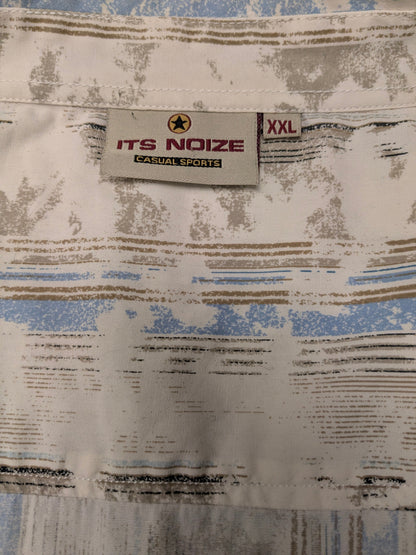 Vintage It's Noize overhemd. Beige Blauw Bruine print. Maat 2XL / XXL.