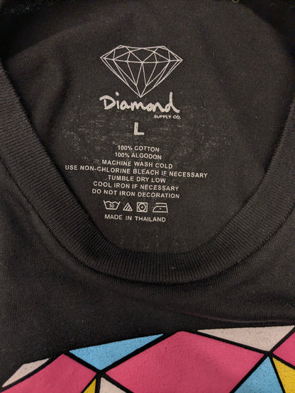 Diamond Supply Company shirt. Zwart met gekleurde opdruk. Maat L.
