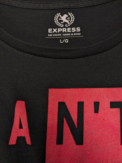 Express shirt. Zwart met rode opdruk. Maat L.