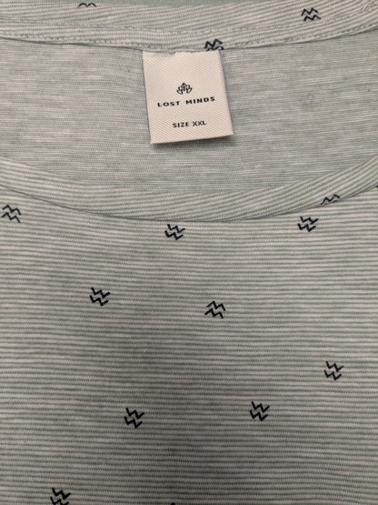 Lost Minds shirt. Groen Zwart Witte print. Maat 2XL / XXL.