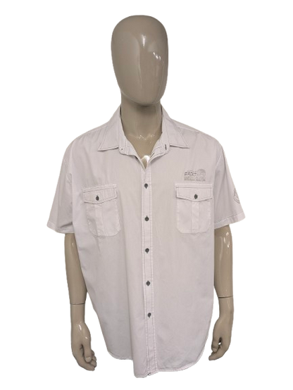 Atlas for Men overhemd korte mouw. Wit met Grijze stiksels. Maat 3XL / XXXL.
