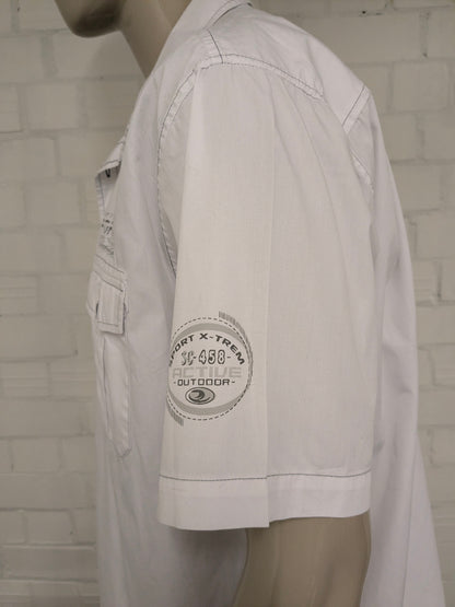 Atlas for Men overhemd korte mouw. Wit met Grijze stiksels. Maat 3XL / XXXL.