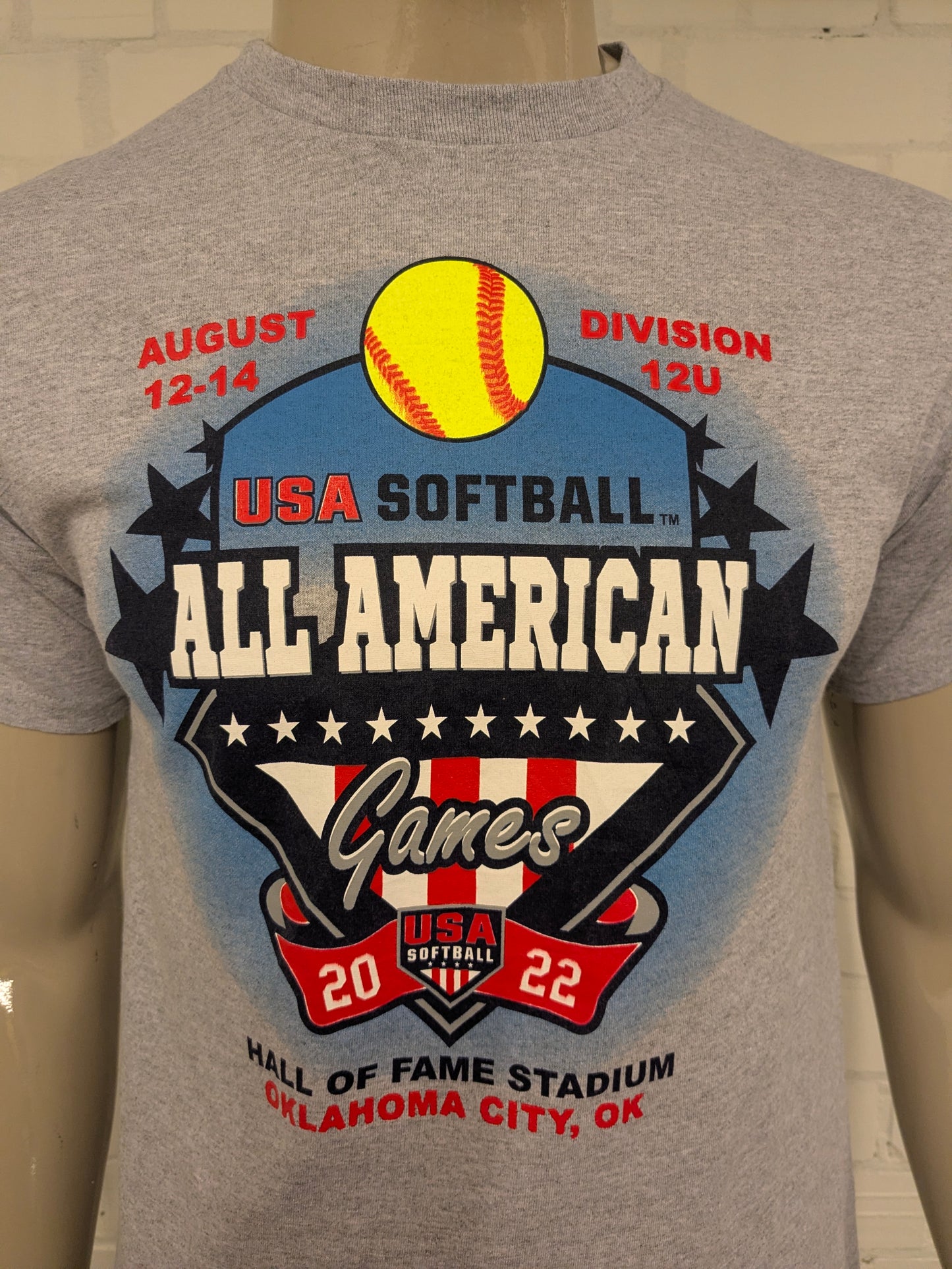 USA 2022 Softball shirt. Grijs met opdruk. Maat M.