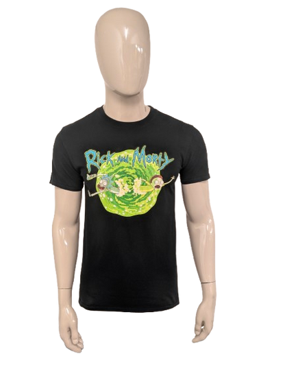 Rick and Morty shirt. Zwart met opdruk. Maat M.