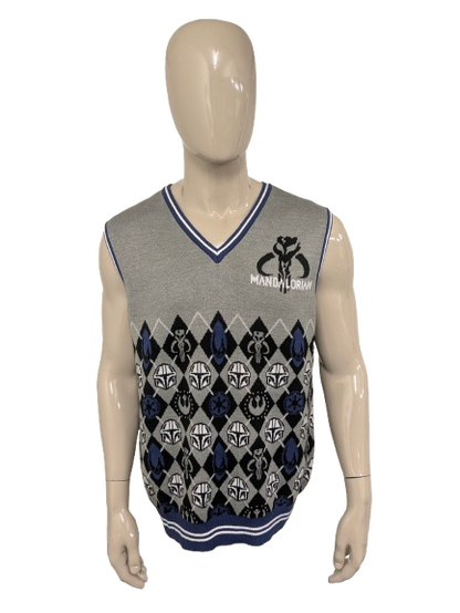 Disney Star Wars "Mandalorian" spencer met V-Hals. Grijs Blauw Zwart. Maat L.