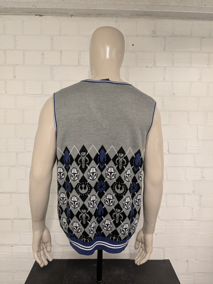 Disney Star Wars "Mandalorian" spencer met V-Hals. Grijs Blauw Zwart. Maat L.