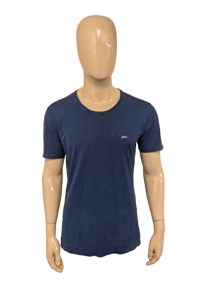 Denham shirt. Donker Blauw gemêleerd. Maat L.
